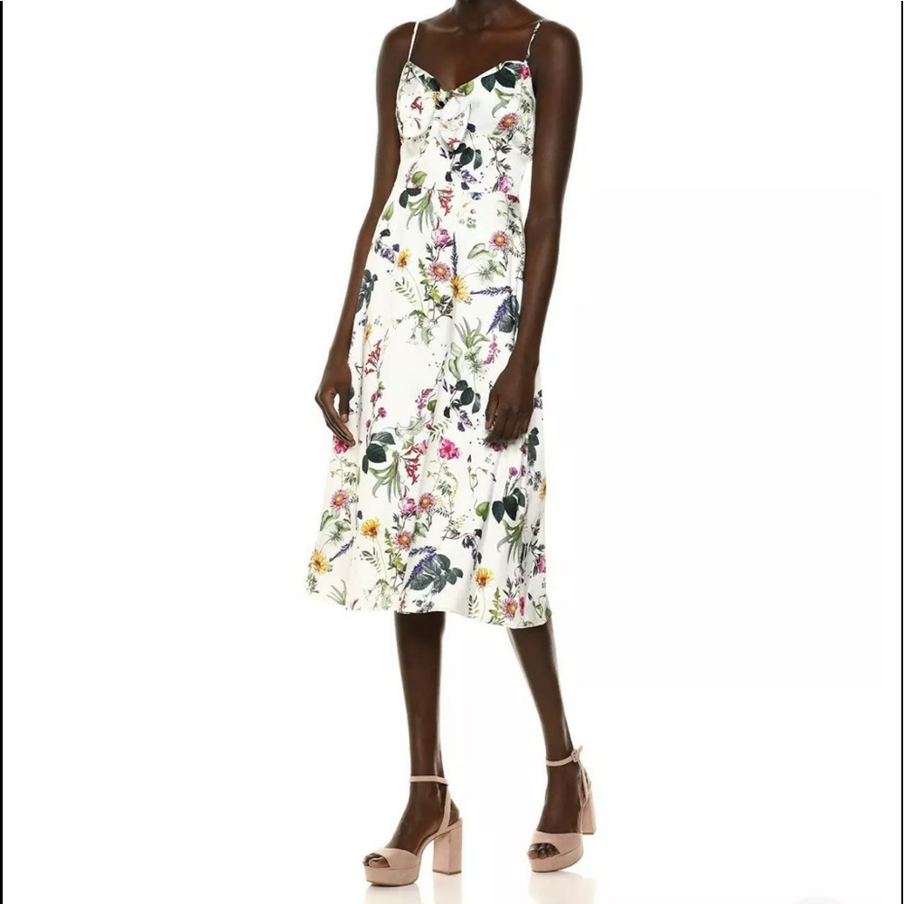 Bailey 44 floral Puff pastry floral satin smocked back dress. Size 4